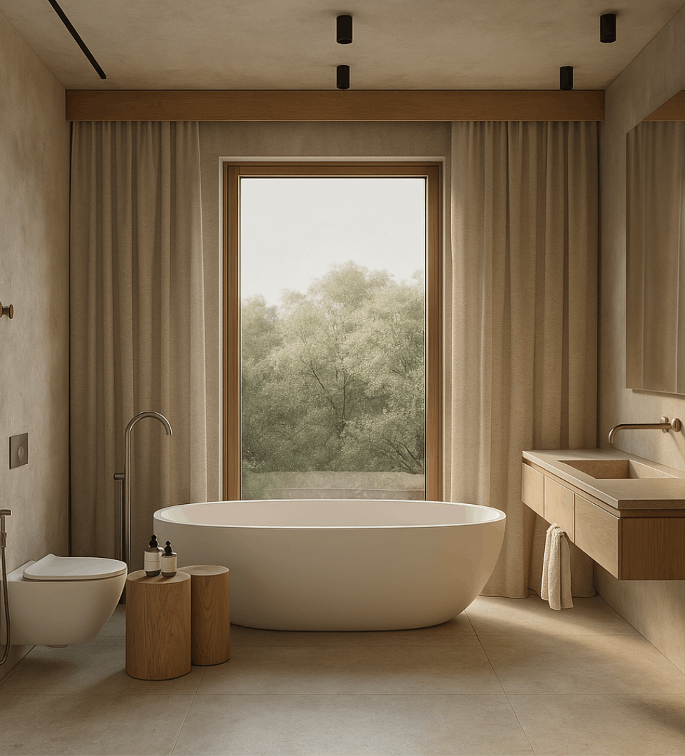 współczesne wnętrza, elegancka kuchnia, fornir, kamień, drewniany stół, minimalizm, nowoczesny salon, projektowanie wnętrz Gdynia, Trójmiasto, M19 Architekci